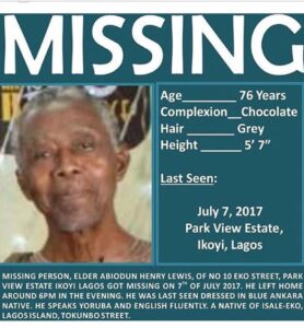 Breaking: 76-year-old Man Declared Missing (Photo)