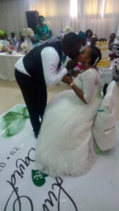 Etal hotel bubbles as David say "I Do"