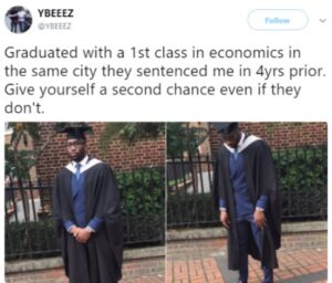 Man bags first class degree after being imprisoned for 4 years.dailyfamily.ng