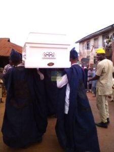 Undertakers displays Pa Adebayo Faleti's coffin in style