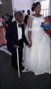 87-yr-old former lawmaker, Sen. Cyrus Nunieh weds his younger bride.dailyfamily.ng