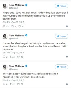 Toke Makinwa reveals how her parents died together when she was 8.dailyfamily.ng