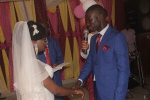 Abiodun and Dorcas exchanging marital vow -dailyfamily.ng