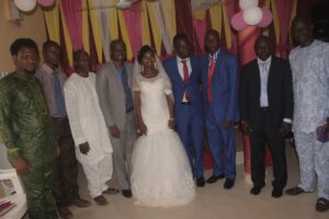 Abiodun and Dorcas flanked from left to right by officiating wedding pastorate
