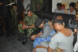 The CAS consoling the wife of the late officer, Mrs Bolajoko Martin-dailyfamily.ng