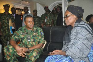 The CAS consoling the wife of the late officer, Mrs Bolajoko Martin-dailyfamily.ng