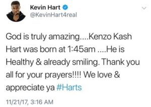 American comedian, Kevin Hart welcomes a baby boy today -dailyfamily.ng