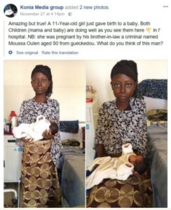 11-Year-Old girl impregnated by 50-Year-Old brother-in-law delivers baby.dailyfamily.ng
