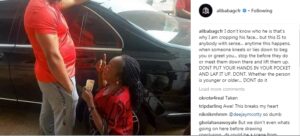 Ali baba post on Woman kneeling before a law maker