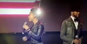 Adesua performing alongside her husband, Banky W