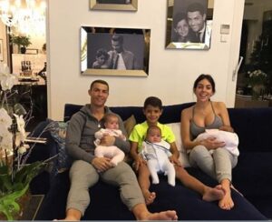 Cristiano Ronaldo with wife and all four children