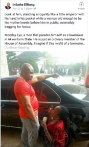 See viral photo of elderly woman kneeling before young Lawmaker.dailyfamily.ng