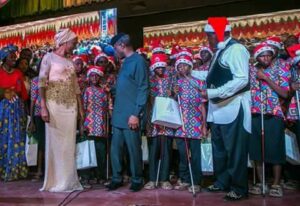 VP Osinbajo and wife with the blind children choir at the concert