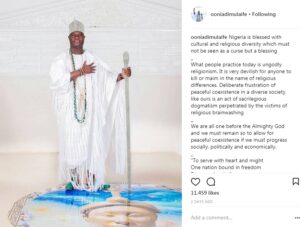 Ooni of Ife Speaks about Peaceful Co-Existence in Nigeria.dailyfamily.ng