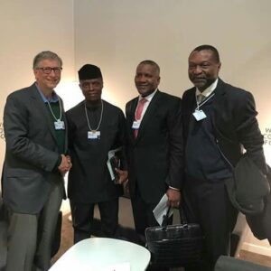 L-R Bill Gates, Vice President Yemi Osinbajo, Alhaji Aliko Dangote and Chief Femi Otedola
