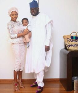 Prince Adegbite Sijuwade and wife dedicates son in church.dailyfamily.ng