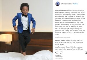 Nigerian singer, J Martins celebrates son at 4.dailyfamily.ng