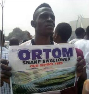 Snake Swallowed Our School Fees, Benue Students Protest.dailyfamily.ng