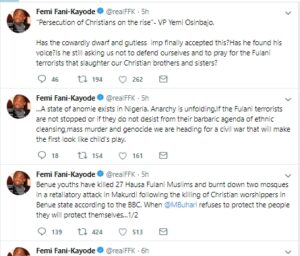 "You are a Cowardly Dwarf," Fani Kayode Blasts Osibanjo over Herdsmen Killing-dailyfamily.ng