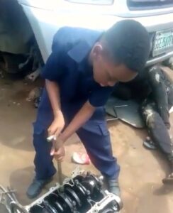 See How Kunle Afolayan’s Son Turns Mechanic2.dailyfamily.ng