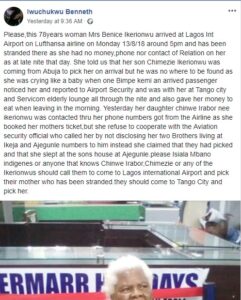 Elderly Woman Stranded At Nigerian Airport (See Photos).dailyfamily.ng